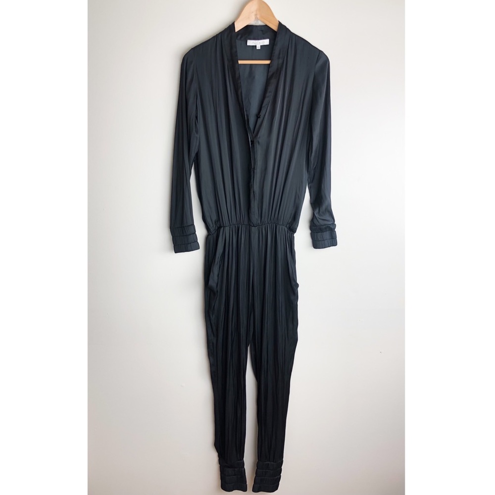 ALEXIS Black Satin Button Jumpsuit